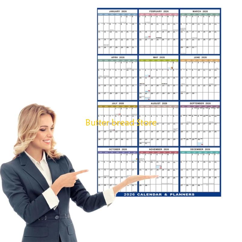 W89C 2026 Wall Calendar Planner 2026 Yearly Planner Erasable Calendar 59x88cm