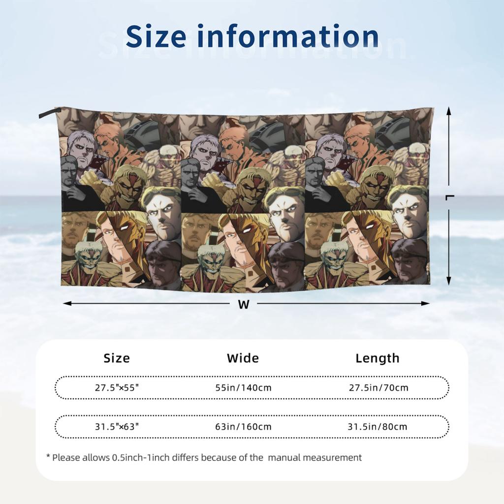 Anime Attack On Titan Reiner Braun Beach Towel Soft Microfiber Quick Dry Absorbent Quick Towels For Yoga