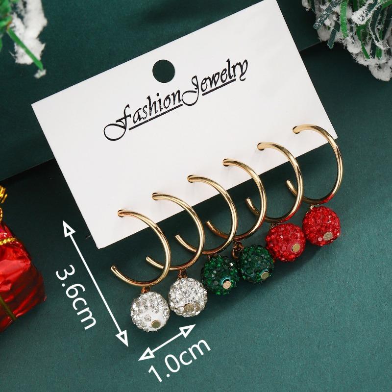 Hot-selling C-shaped earrings, new diamond-encrusted multi-color Christmas pendant, earrings, earrings set.
