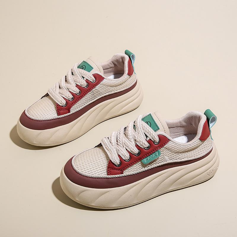 

Модные повседневные женские кроссовки из вулканизированной кожи, женские теннисные туфли, женская модная спортивная обувь на массивной дышащей платформе, кроссовки для ходьбы и бега 40 красный