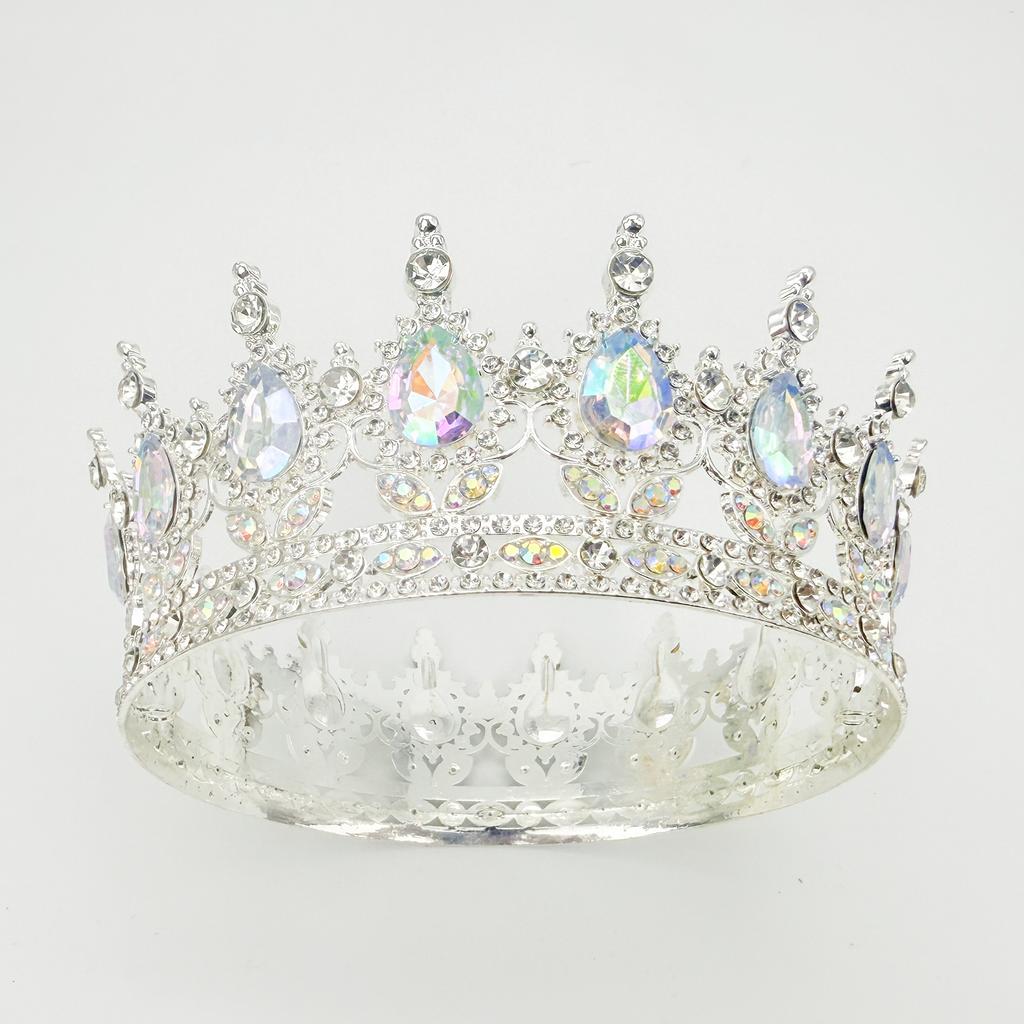 Full Circle Crown Tiara Colorful Baroque Retro Full Diamond Jewelry Wedding Accessories Crown Bridal Crown