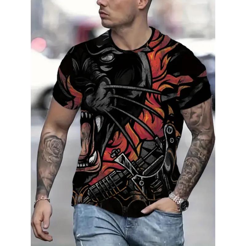 T-shirt Estiva da Uomo Girocollo Stampata in 3D Moda Versatile Traspirante Tendenza Casual