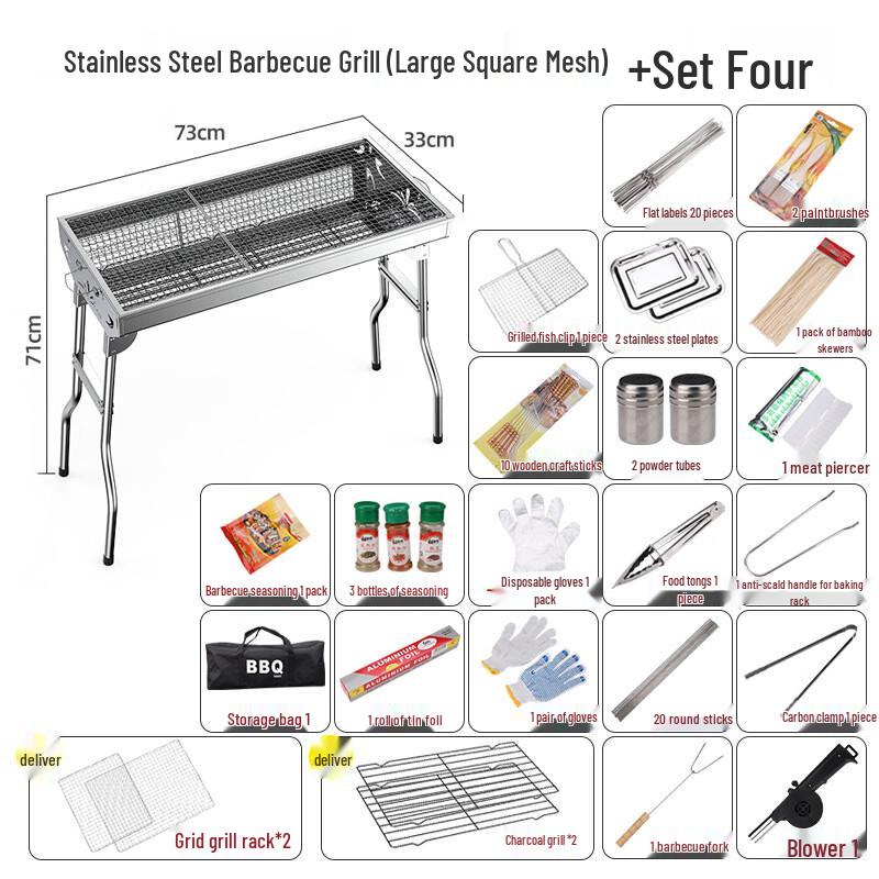 Tri-polar Stainless Steel Folding BBQ Grill