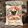 Pug Theme Throw Blanket Custom Name Text Personalized Blanket Soft Cozy Blanket for Home Sofa Bed