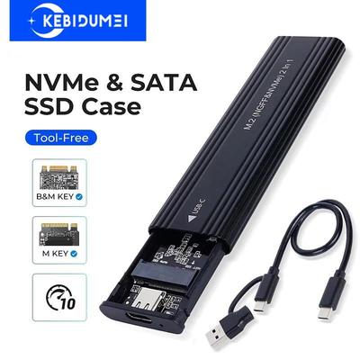 NVME M.2 szilárdtestalapú meghajtó külső háza 2230/2242/2260/2280 M.2 - USB C 10 Gbps SSD alumínium tok, A+C típusú M/M+B kulcshoz