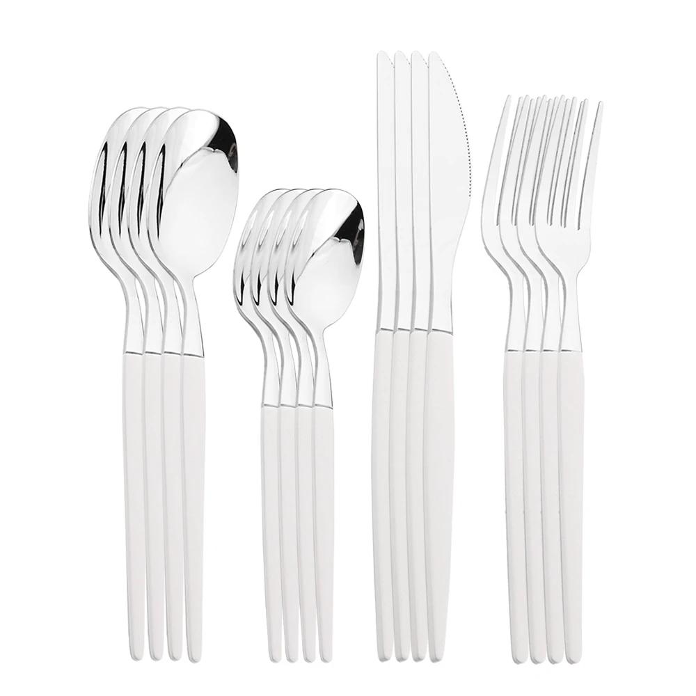 16Pcs Cutlery Set Dinner Knife Fork Spoon Flatware Set Kitchen Gold Dinnerware Stainless Steel Tableware Silverware Set Gift