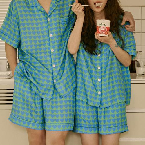 [BOWELL] Dayoff Viscose 100% Short-Sleeve Pajama Set Blue Heart 3-piece BWTZ [Shipped from Korea] 100% Authentic