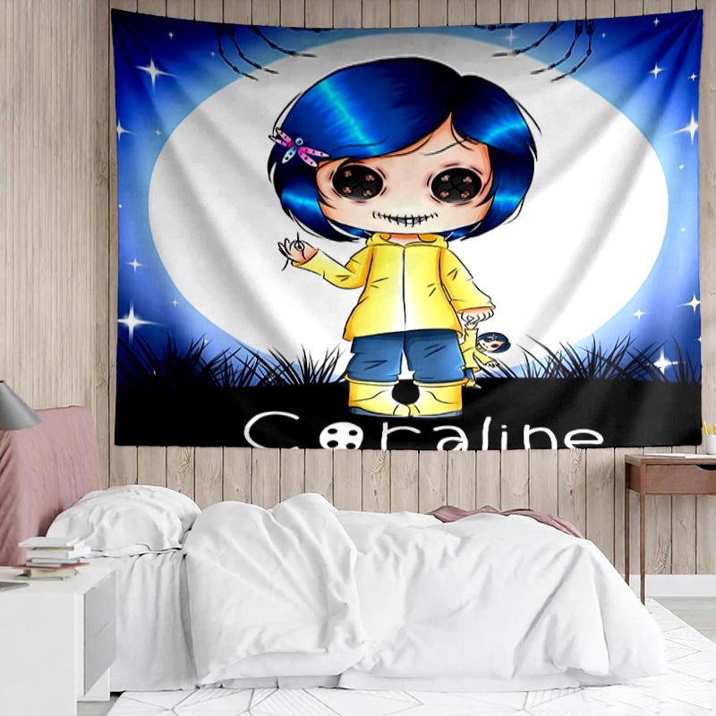 Coraline Tapestry for Bedroom Aesthetic Classroom Tapestries Wall Hanging for Living Room Dorm Office,Ideal Creative Gift