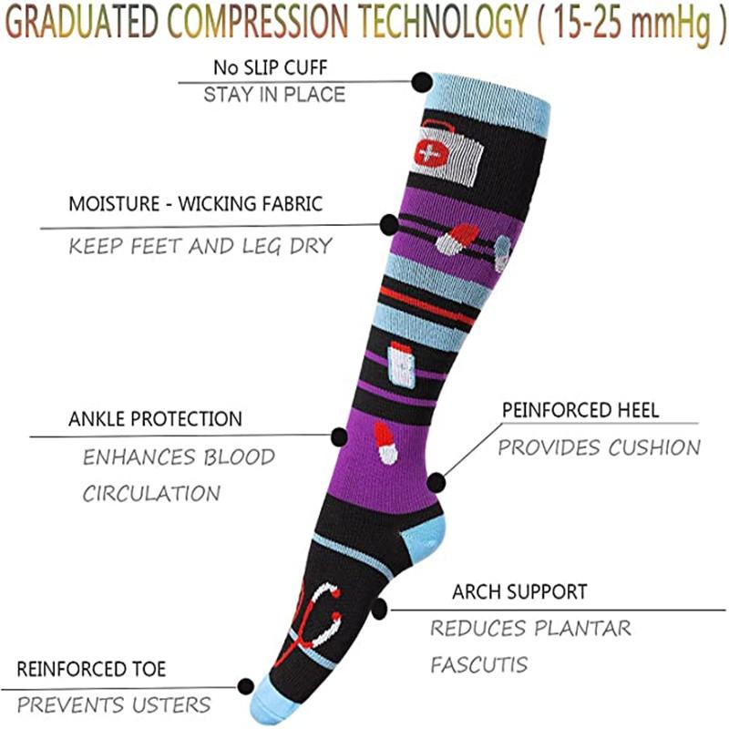 1Pairs 58 StylesNew Flower Animals Compression Socks for Leggings Breathable Running Pressure Soccer Adult Socks Pressure Socks