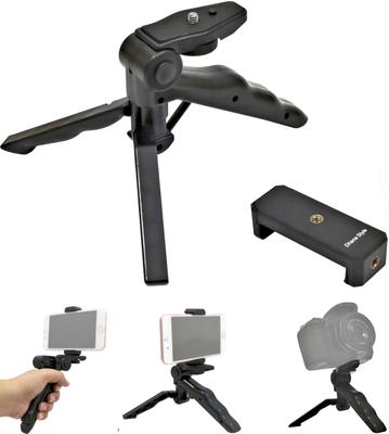 2way Tabletop Tripod Smartphone Holder Foldable Small Tripod Tilt Angle Adjustable Head Stand Portable Camera Stand Hand Grip Holder Handy Mini Tripod
