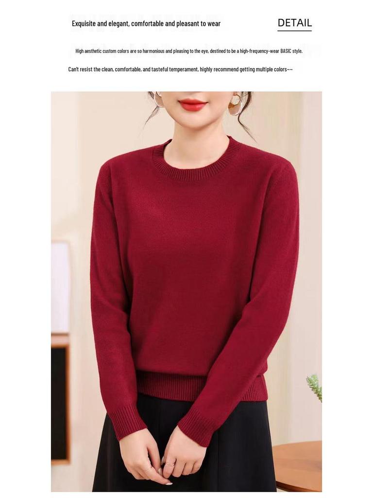2025 Versatile Loose-Fit Wool Sweater: Slimming, Solid Color, Perfect for Autumn & Winter