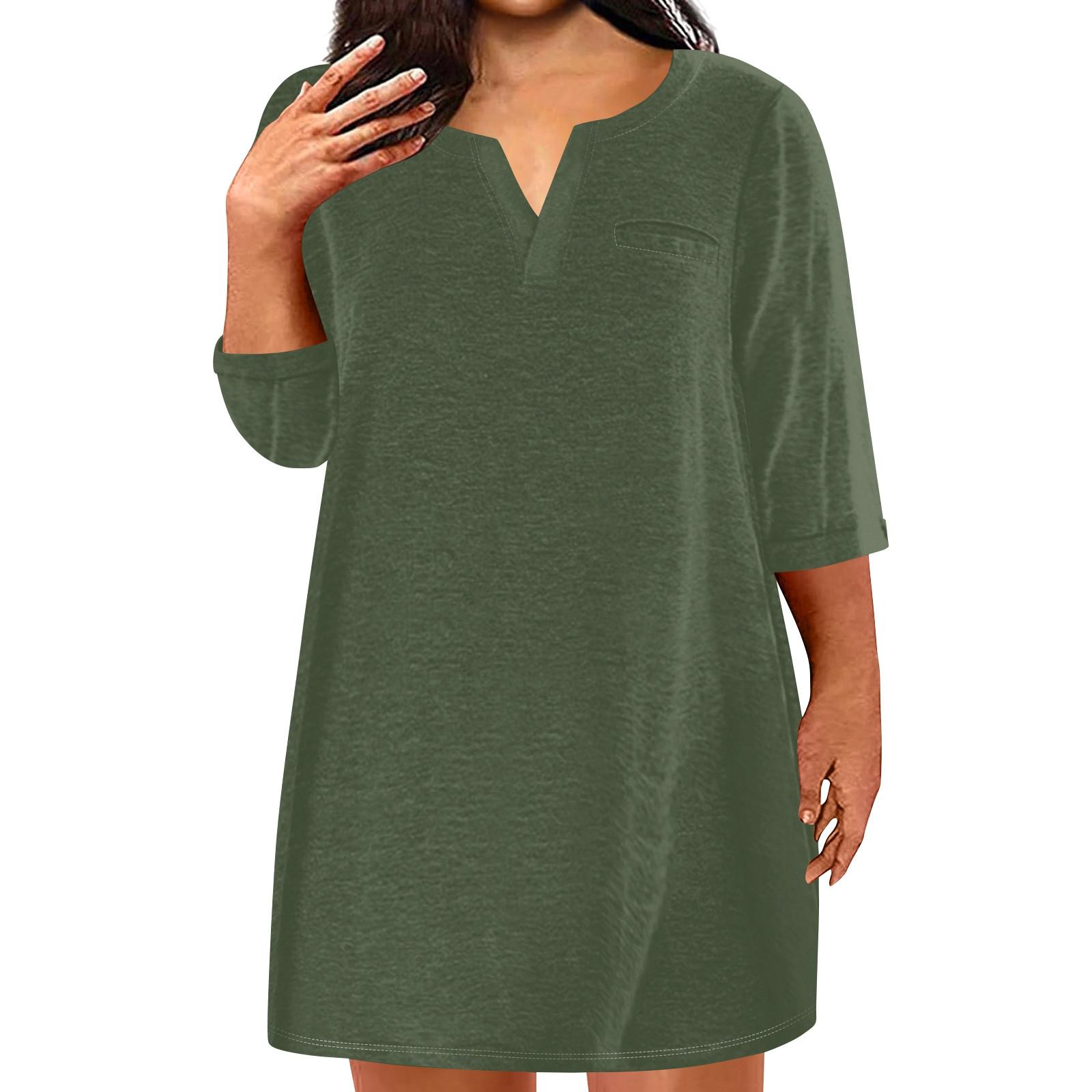 Женская мода большого размера с v-образным вырезом и семью рукавами — фото 3