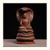 Antike Schlangen-Buddha-Statue, Huangyang (Buchsbaum), Holzschnitzerei, Buddha-Skulptur im antiken Stil