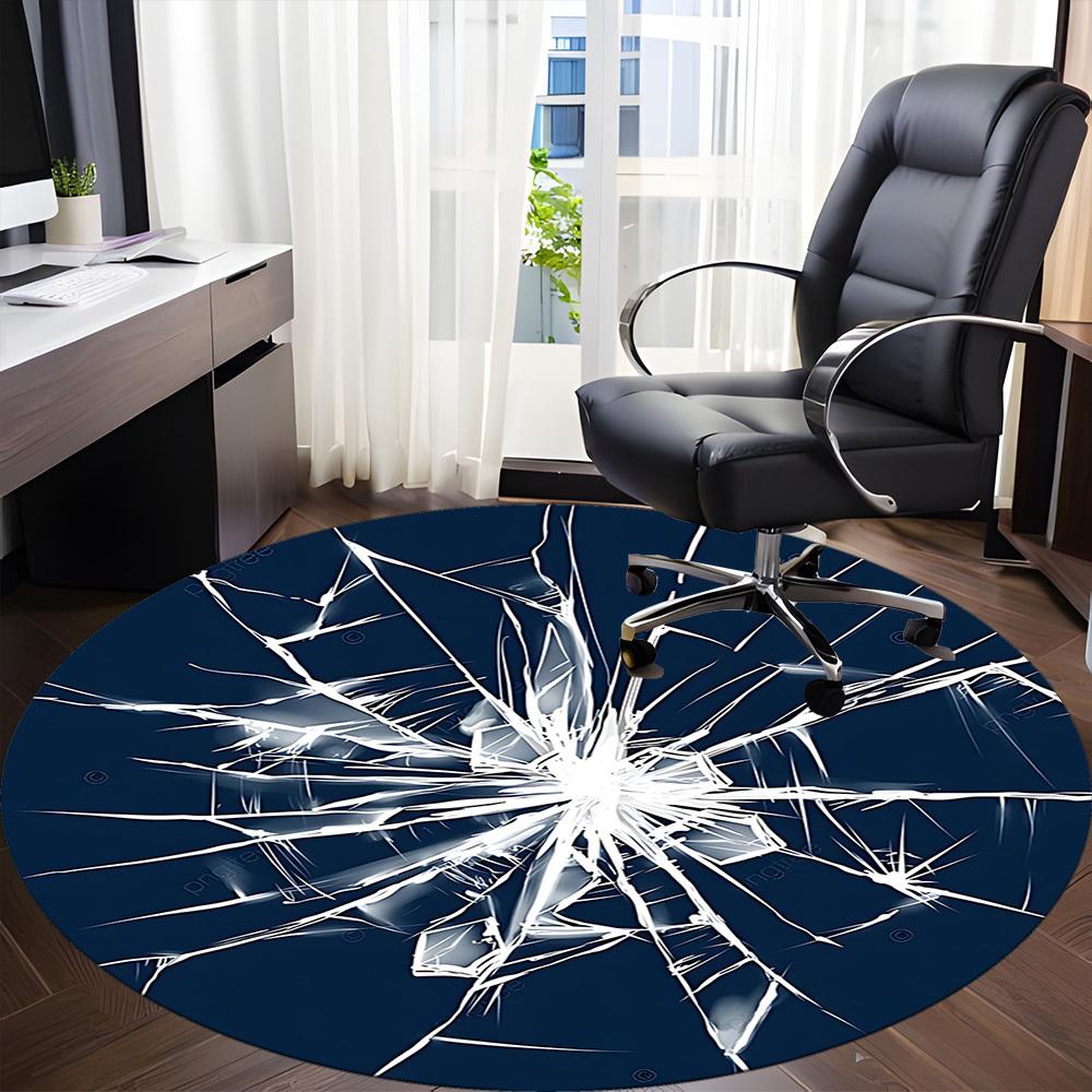 1pc Shattered Glass Office Round Rug, Carpet for Office, Gaming, Lightweight Round Floor Mat yy260205076