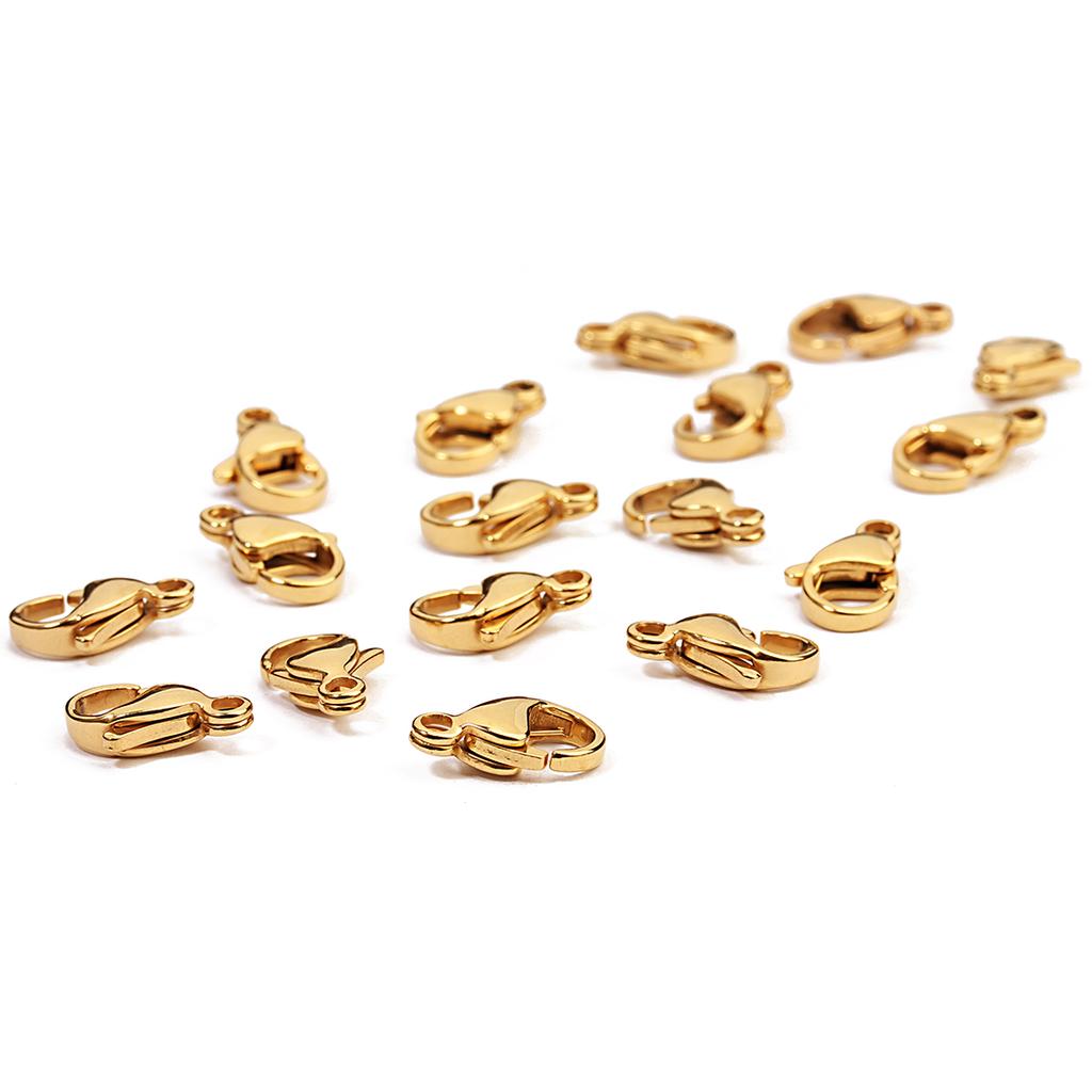 25pcs Gold Plated Stainless Steel Lobster Clasps Claw Clasps DIY Jewelry Making Findings For Bracelet Necklace Chain Supplies