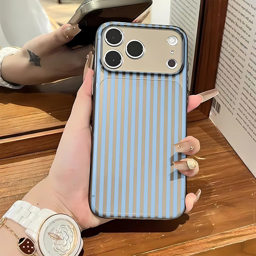 Blue Vertical Stripe Phone Case For Iphone 11 Pro Max 17 Air 16 15 14 Pro 13 12 11 15 Plus Transparent Silicone Soft Cover