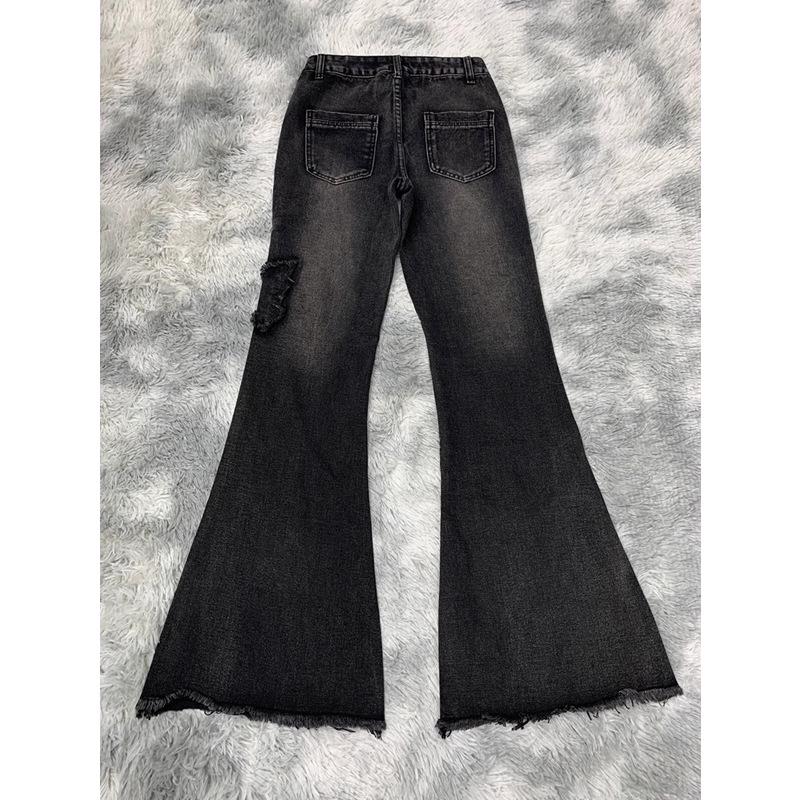 Women's Retro Butterfly Embroidered Low Waist Flared Jeans