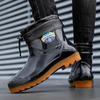New rain shoes men's medium tube rain boots men's short tube water shoes outside the kitchen waterproof low tube piled thickened wear-resistant