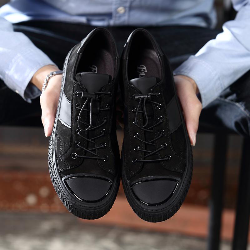 Brand Genuine Leather Men Casual Shoes Fashion Mens Sneakers Rubber Footwear Male Flats Luxury Black Shoes Design Comfortable