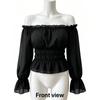 Fashion Women Ruffle Off Shoulder Crop Blouse Long Puff Sleeve Slim Ruched Hem Casual Clubwear Top