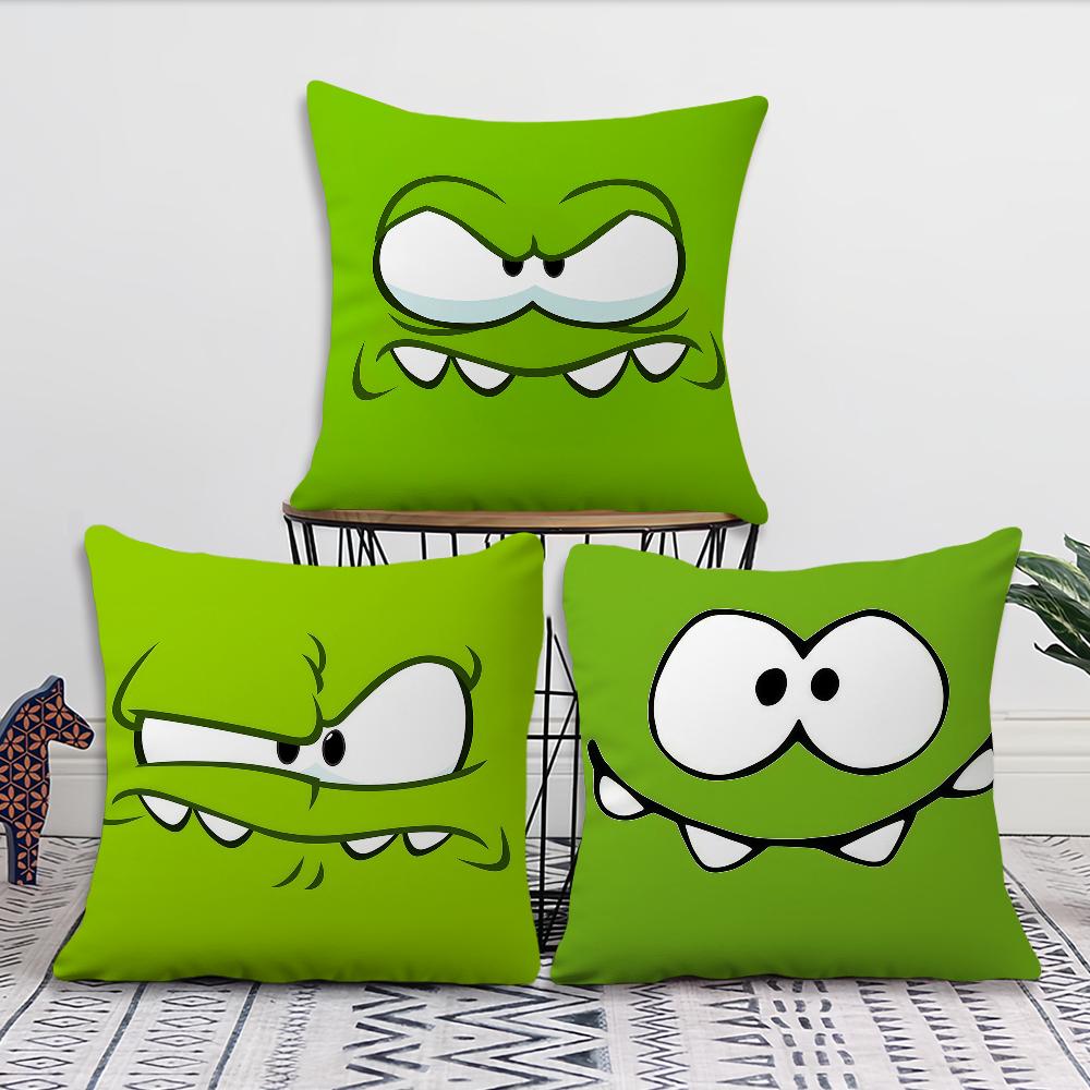 Süßer Frosch Cartoon Spiel Lustiges Gesicht O-Om N-Nom Kissenbezug Für Kissen Druck Sofa Dekoration Zuhause Auto Büro Nordische Schlichtheit