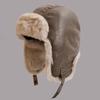 Winter Warme Kunstleder Fliegermütze Mit Fleecefutter Unisex Gehörschutzmütze Skifahren Radfahren Outdoor