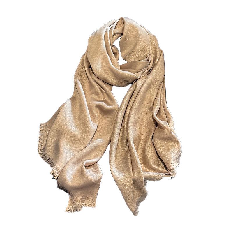 Lente en Zomer Tencel Katoen Gouden Zijde Zijden Sjaal Hoge Mode Buitenlandse Stijl Strand Sjaal Sjaal Pentagram Sjaal Vrouwen