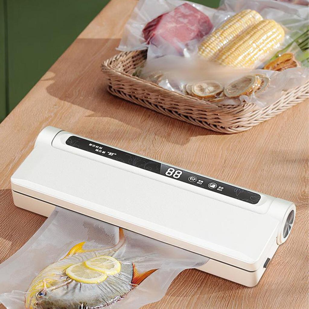 Food Vacuum Machine Dry Wet Mode 60KPA Suction Compact Electric with 20 Bags for Kitchen