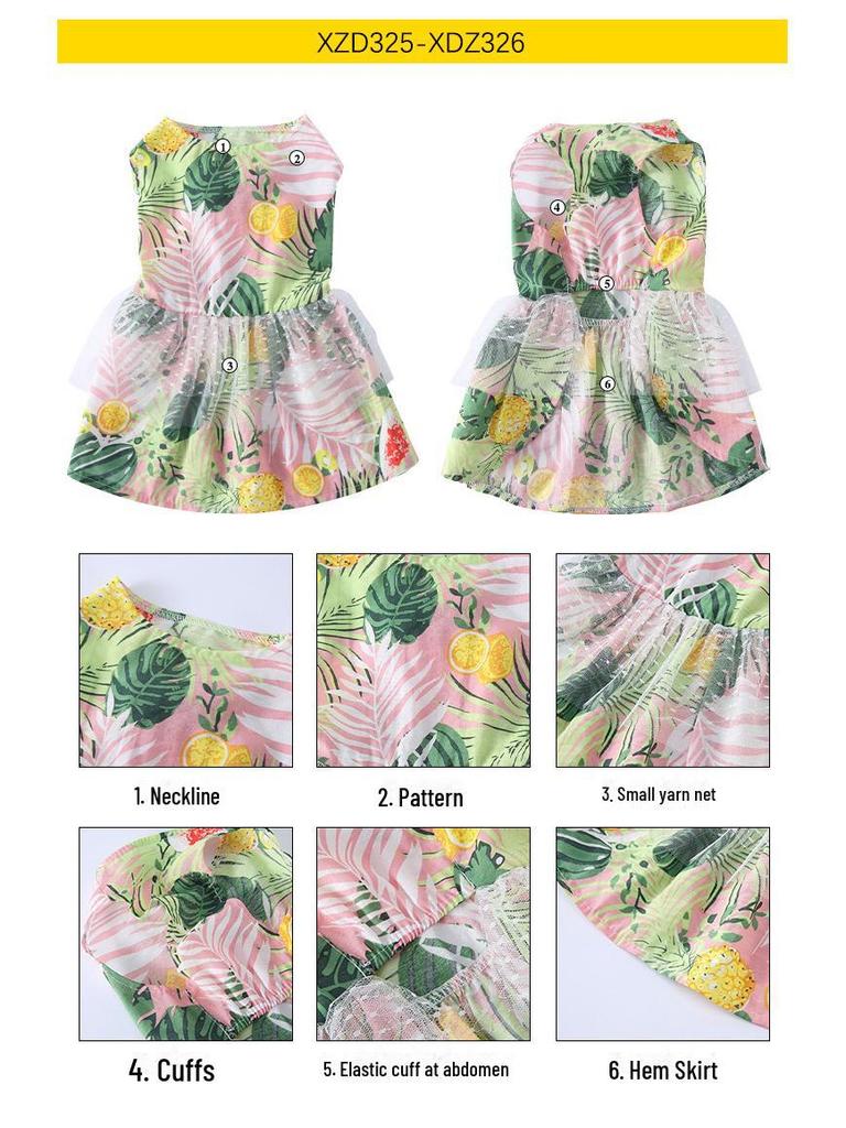 Summer Floral Mesh Dog Dress - Sunflower Skirt for Pets