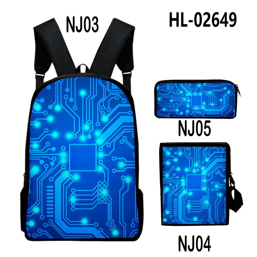 Stile Classico Novità Tecnologia Stampa 3D 3pz/Set pupilla Zaini Scolastici Zaino Daypack per Laptop Borsa a spalla inclinata Astuccio