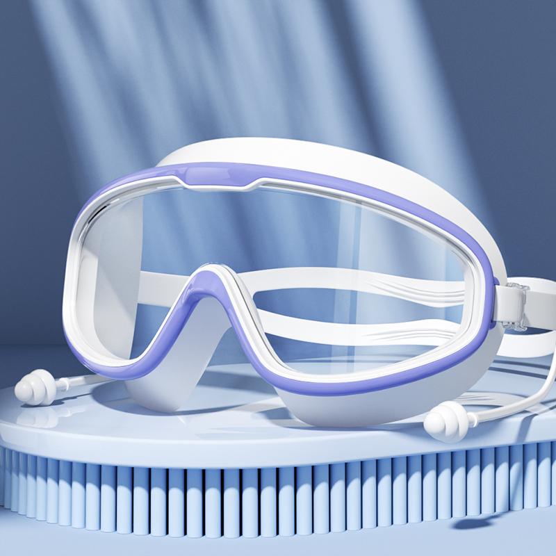 Swimming Goggles with Big Frame HD Lens and Anti-fog Waterproof Swim Goggles for Adults Shower Pool Use by Men Women