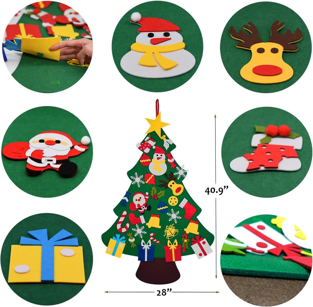 Weihnachtsdekoration Kinder Handgemachtes Ornament Pädagogischer 3D-Baum Neu Filz Vliesstoff Weihnachtsbaum