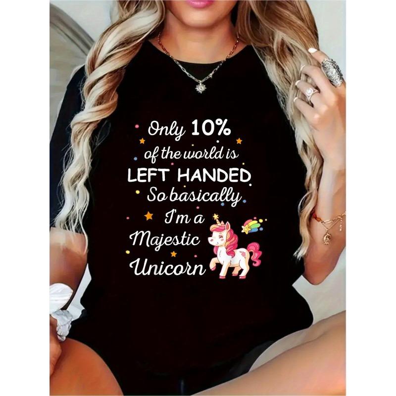 Left-Handed T-Shirt - Funny Unicorn & Lefty Pride Short Sleeve Casual Shirt, Machine Washable Left Handed Apparel for,, Casual Attire S