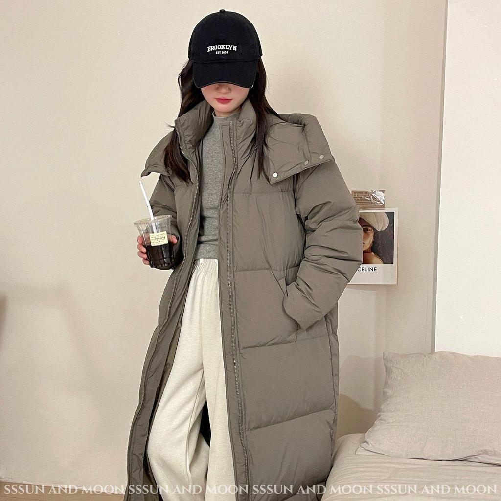 Women's Ultra Long Hooded Winter Down Jacket - Trendy, Thick, Warm, Quilted Coat