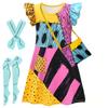 Girls Sally Cosplay Dress The Nightmare Before Christmas Print Gothic Outfit Halloween Carnival Fancy Stage Party Horror Costume