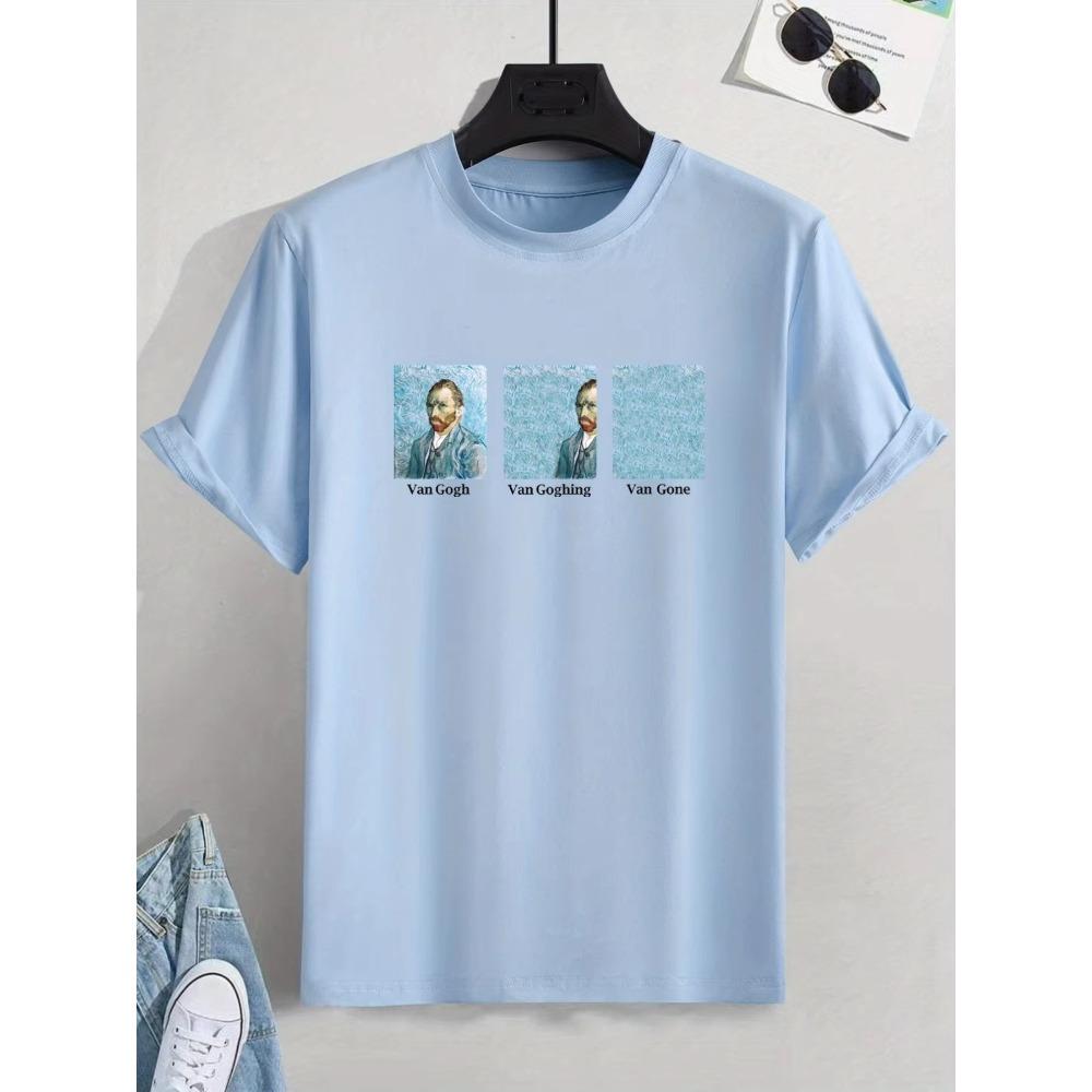 'Van Goghing' Rundhals-T-Shirts, Freizeit-Tees, Kurzarm-Tops, Herren-Sommerbekleidung