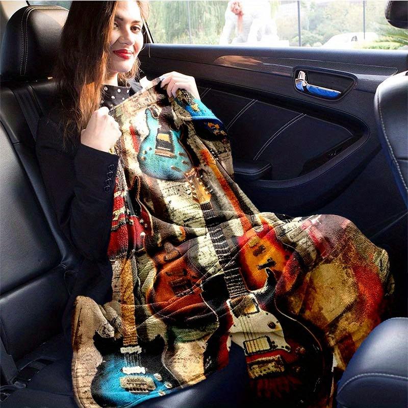 Guitar Art Pattern Decorative Throw Blanket for Sofa, Bed, Living Room, Bedroom, and Indoor/Outdoor Home Space