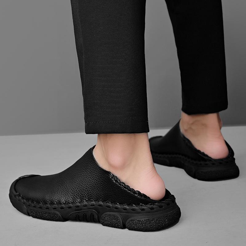 Primavera y verano nuevos zapatos casuales de cuero de talla grande zapatos de conducción para hombres Gommino británico un pedal suela suave