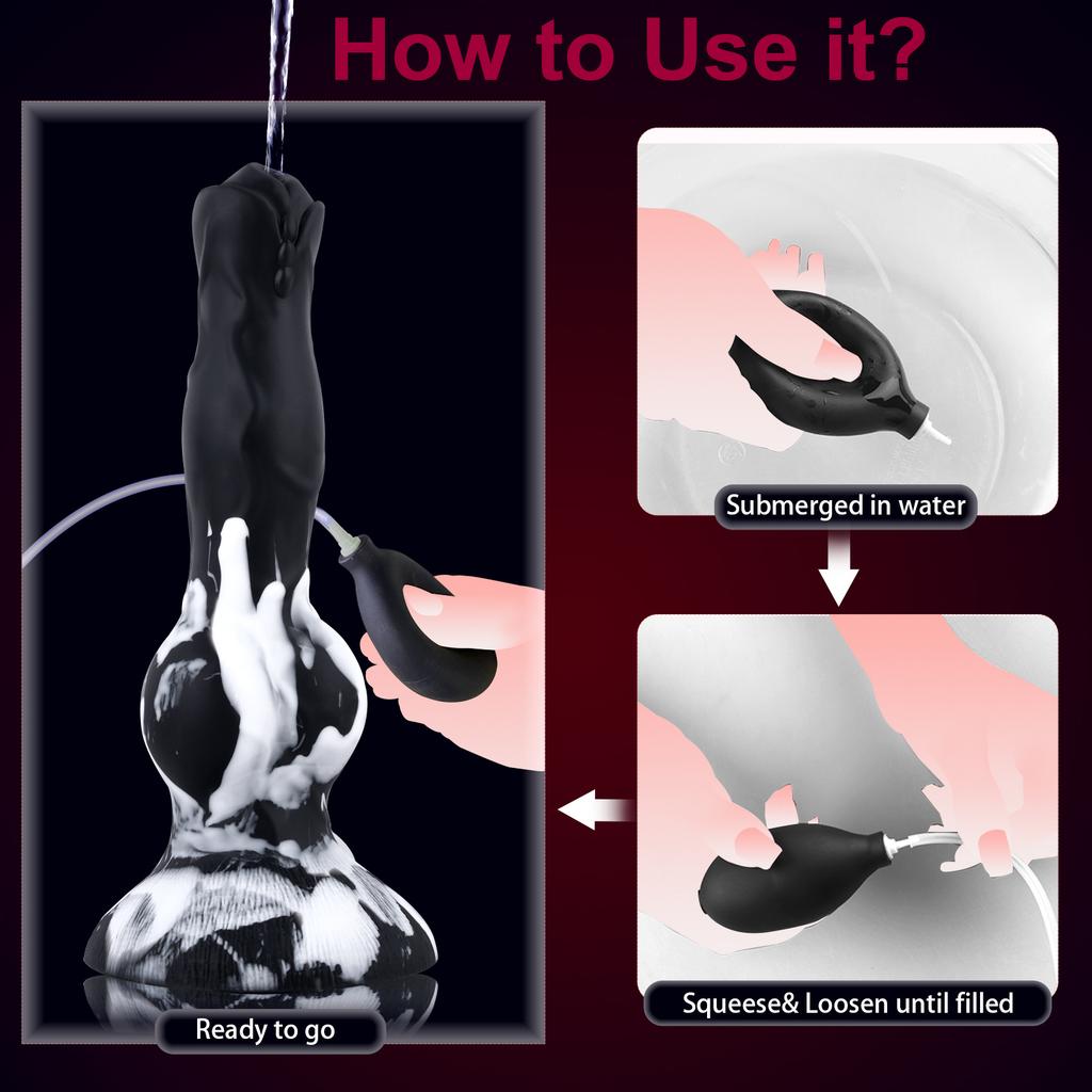 Realistic Canine Ejaculation Kit - Squirt Animal Dildo with Removable Butt Plug, Penis Toy for  Play,adult Sex Toy