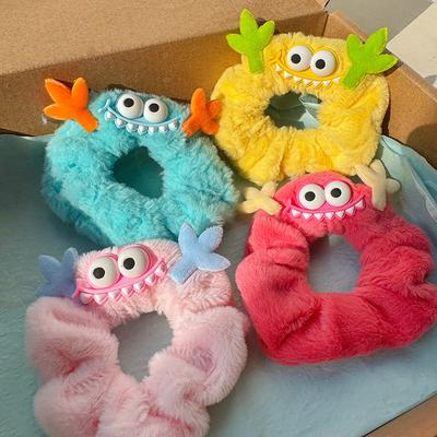 Cartoon Kleines Monster Plüsch Scrunchies Elastische Haarbänder Winter Lustiges Haargummi Seil Niedliche Kinder Kawaii Accessoires