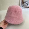 Autumn and winter new rabbit fur knitted bucket hat women's fashion literary warmth straight fisherman hat