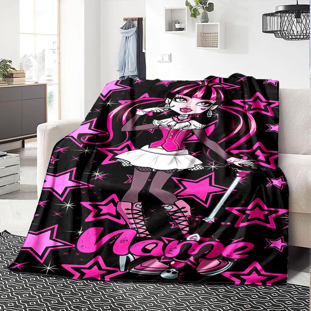 Customiz Name Personality Monster High Blanket Soft &Warm Sofa Office Bed Travel Lunch Break Blanket, Gift Suitable All Seasons