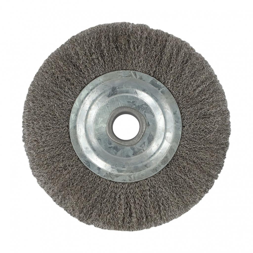 5 Zoll Gekräuselte Edelstahldrahtbürste Schleifbock Schleifmittel 16mm Bohrung