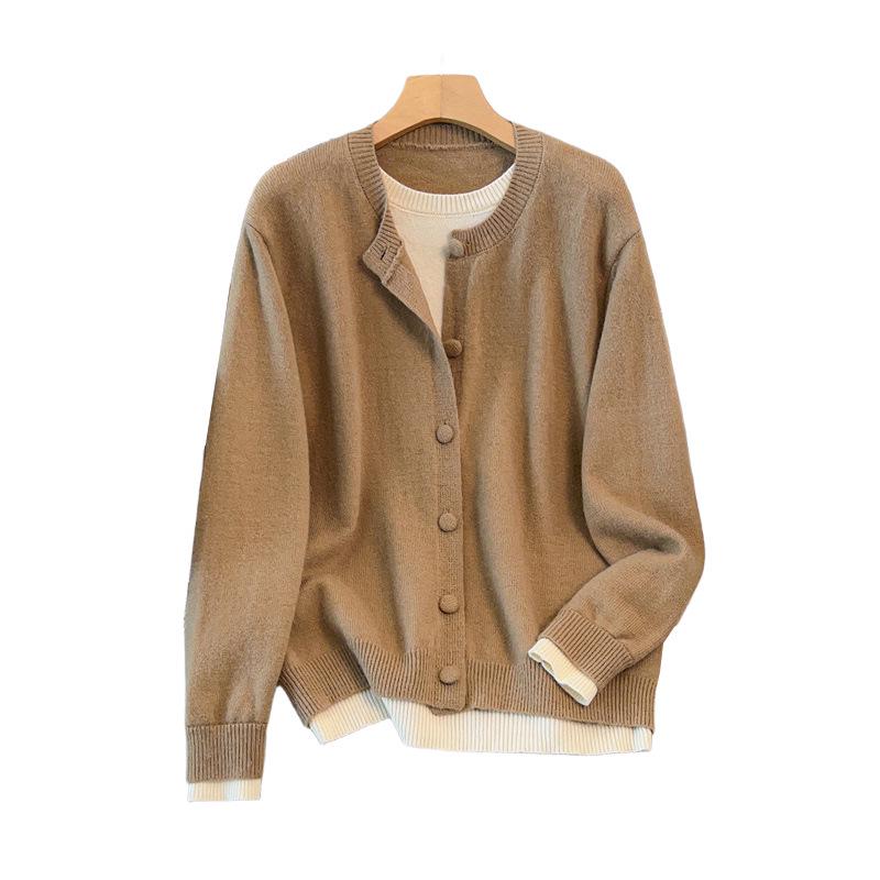 Plus Size Women's Loose Cardigan & Sweater Set (Bust 150/160) - Style 350-8081