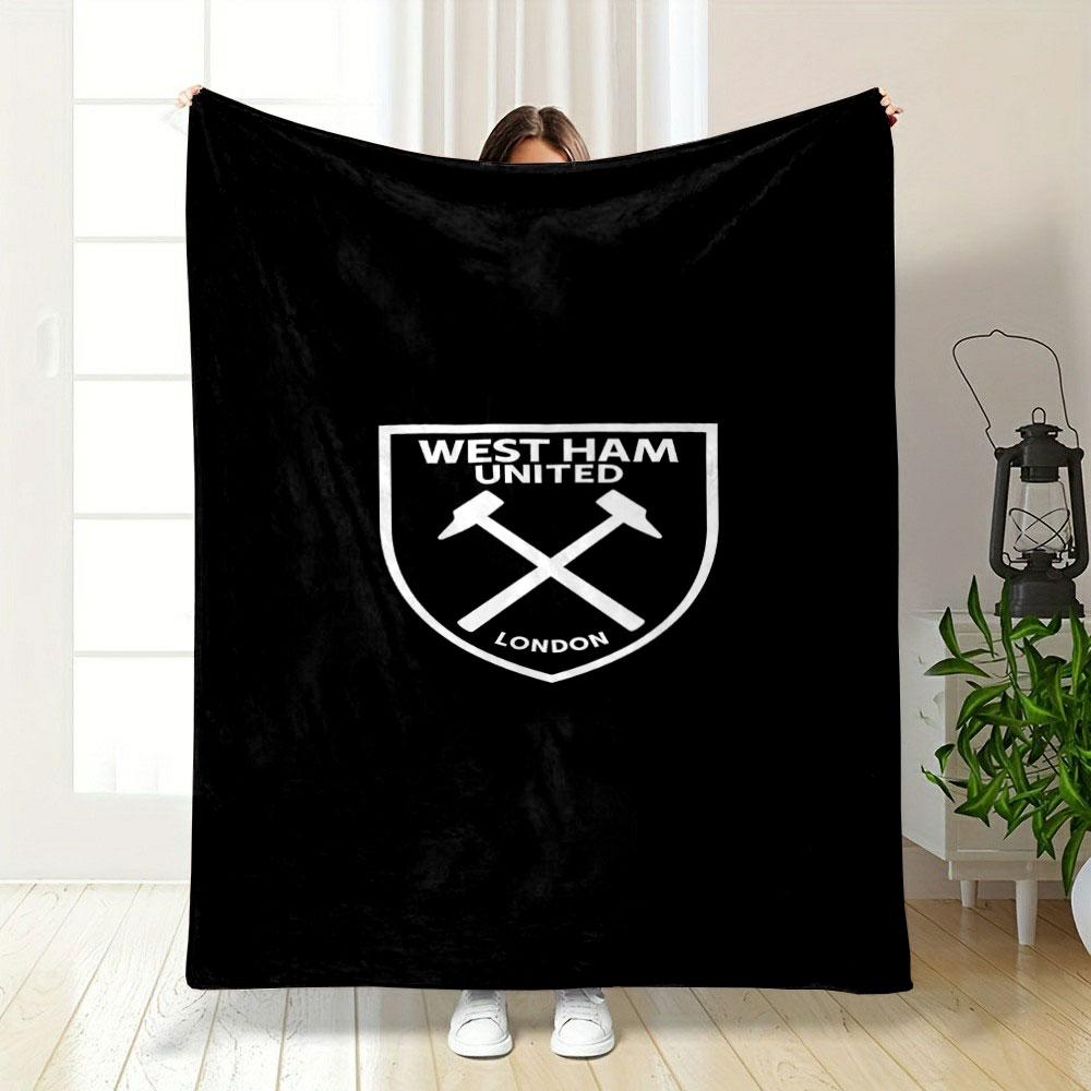 West Ham United Logo Design Blanket Patterned blanket, flannel, suitable for all seasons, home decor, warm and cozy