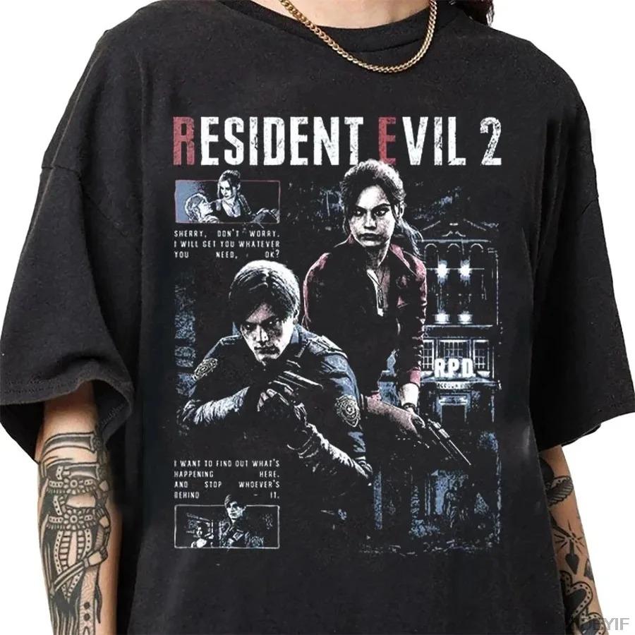 Retro Piratstil Resident Evil T-shirts Herr Dam Överdimensionerade 90-tal Leon Kennedy T-shirts Unisex Retro Resident Evil Tema T-shirts