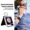 Ring Holder Matte Leather Case For Samsung Galaxy Z Flip 6 5 4 3 Flip5 Flip4 5G Leopard Pattern Ultra Thin Skin Feeling Cover