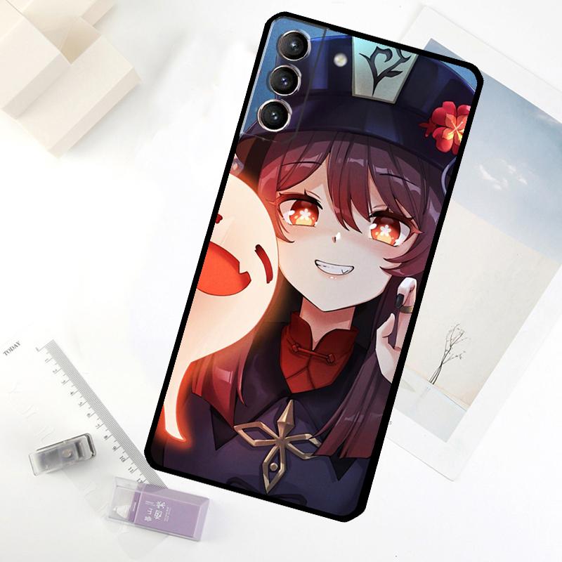 Genshin Impact Hu Tao Ghost Phone Case For Samsung Galaxy S24 FE S23 Ultra S21 S22 S25 S26 Ultra S10 Plus S20 FE Cover