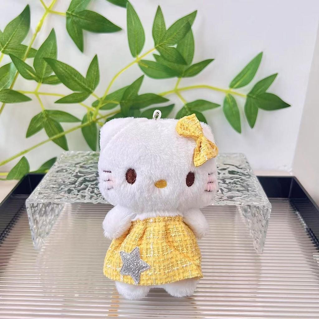 Cute Plush Kuromi And Hello Kitty Keychain Furry Doll With Colorful Designs