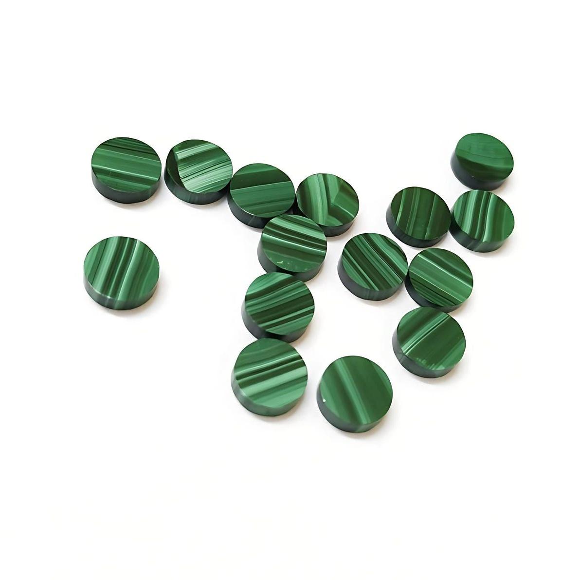 Natural Malachite Round Cabochon Flat Back Loose Gemstone for Jewelry Making 4mm зелёный